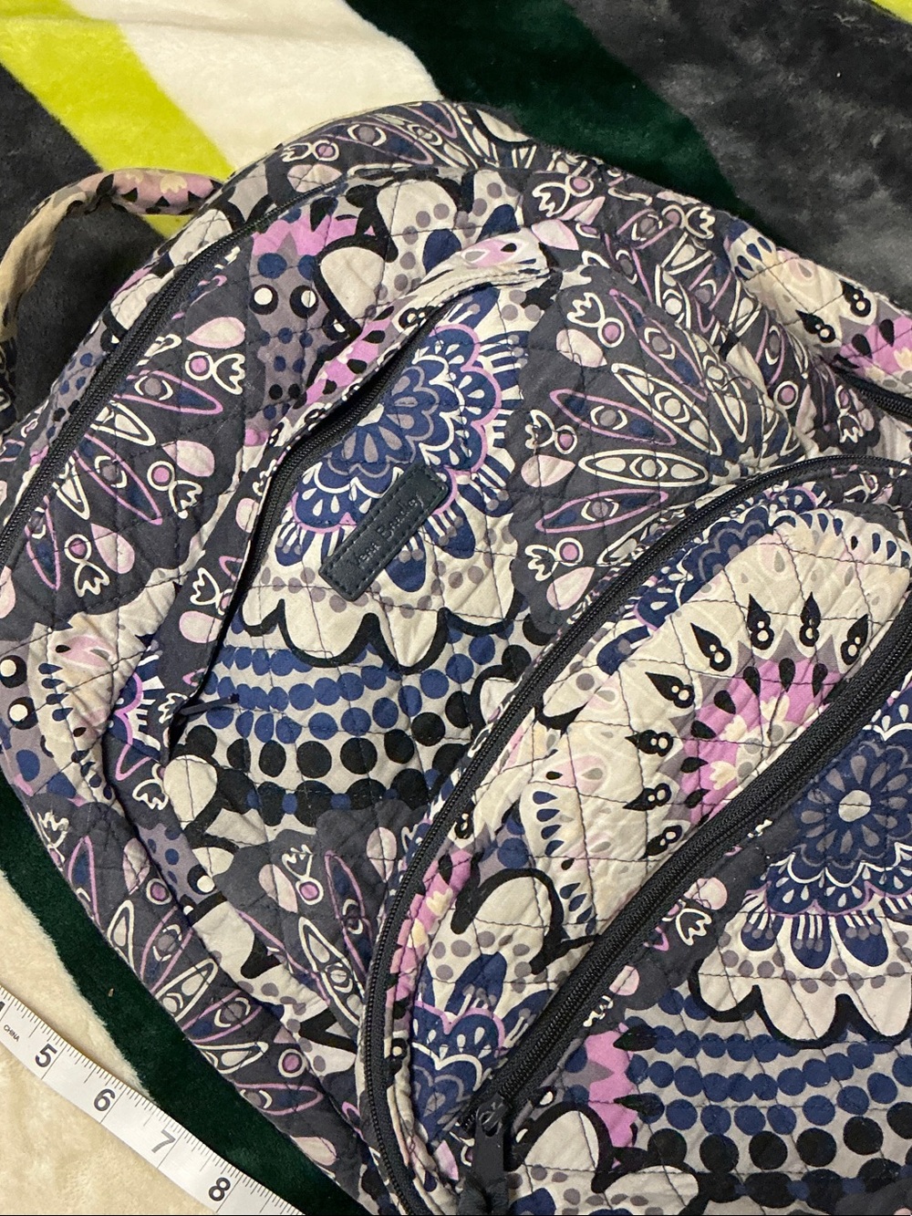 Vera Bradley Quilted Paisley Backpack and Cosmetic Case in Purple and Cream - Picture 7 of 16